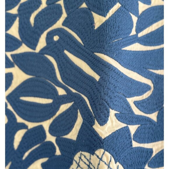 J. Marie Embroidered Mini Skirt | Blue White Tropical Floral Birds | Size S est. - Picture 2 of 10